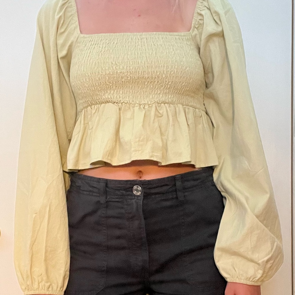 Green LA hearts blouse long sleeve